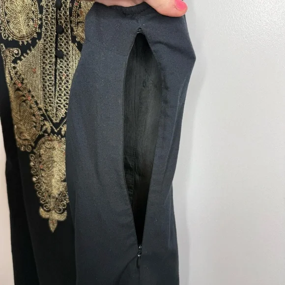 Free People Black Dress with Gold Embroidery and sequins size 2 - Picture 8 of 14